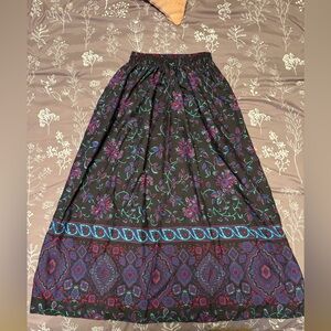 Floral Maxi Skirt in Black and Purple